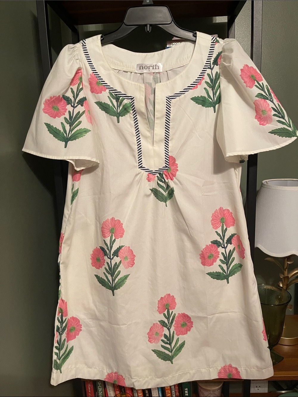 One eleven north Cream Floral Tunic Dress with Pink Print small